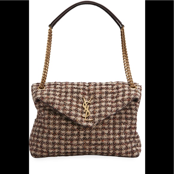 Saint Laurent Handbags - SOLD. YSL Puffer Houndstooth Tweed Shoulder Bag NEW